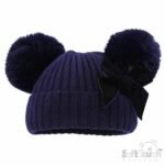 Velvet Bow PomPom Hat NB-12M - Image 5