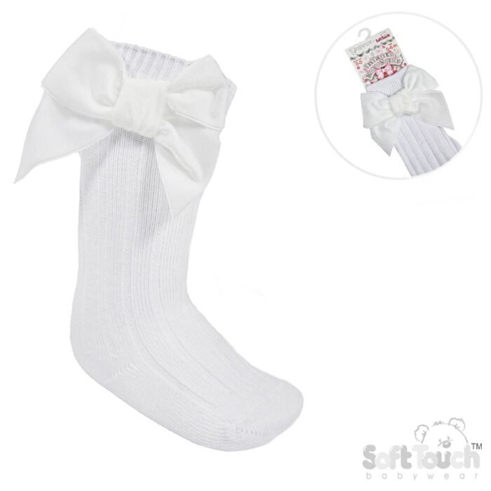 Velvet Knee High Satin Bow Socks 0-24M - Image 3