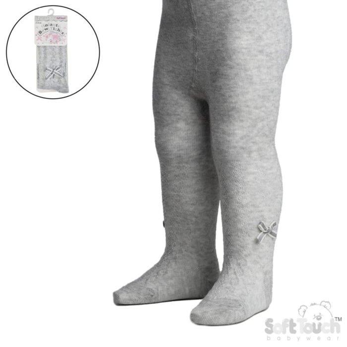 Piped Bow Diamond Knit Tights 0-12M - Image 1