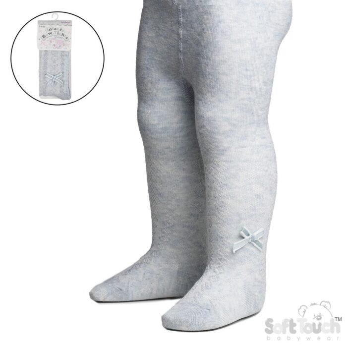 Piped Bow Diamond Knit Tights 0-12M - Image 4