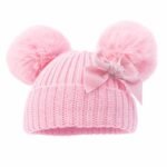 Velvet Bow PomPom Hat NB-12M - Image 8