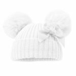 Velvet Bow PomPom Hat NB-12M - Image 4