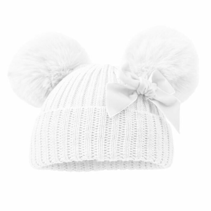 Velvet Bow PomPom Hat NB-12M - Image 4
