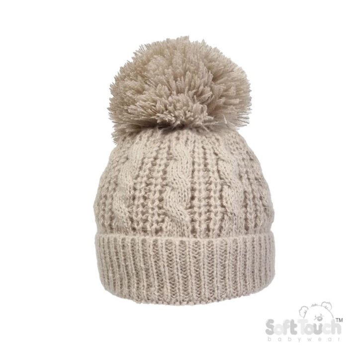 Baby Chain Knit PomPom Hat NB-12M - Image 9