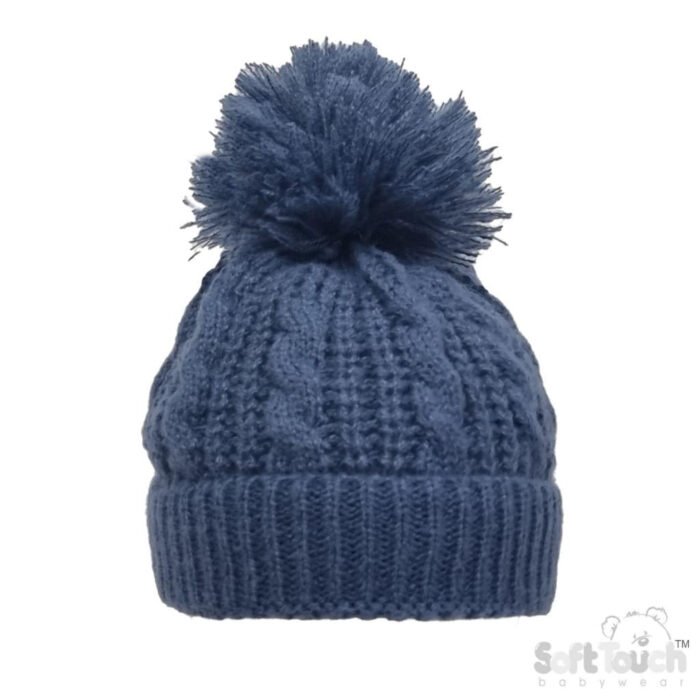Baby Chain Knit PomPom Hat NB-12M - Image 4