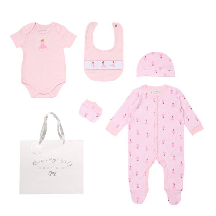 Babies Ballerina Girl Print 5PC Gift Set NB-6M - Image 1