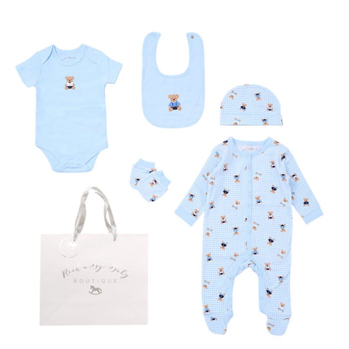 Babies Teddy Bear Print 5PC Gift Set NB-6M - Image 1