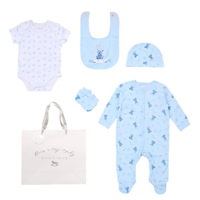 Babies Little Prince Bear Print 5PC Gift Set NB-6M - Image 1