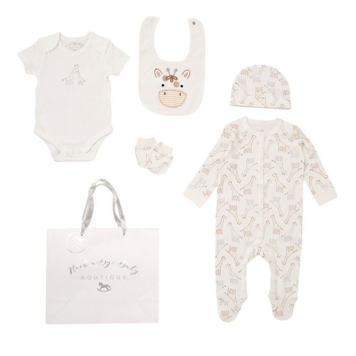 Babies Giraffe Motif Print 5PC Gift Set NB-6M - Image 1
