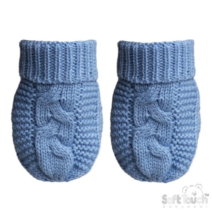 INFANTS (NB-12M) ACRYLIC CABLE KNIT MITTENS - Image 2