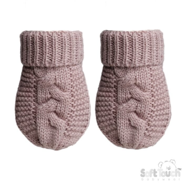 INFANTS (NB-12M) ACRYLIC CABLE KNIT MITTENS - Image 6
