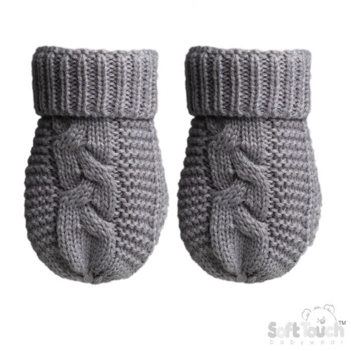 INFANTS (NB-12M) ACRYLIC CABLE KNIT MITTENS - Image 4