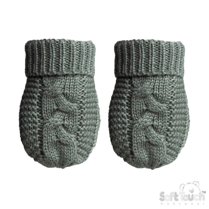 INFANTS (NB-12M) ACRYLIC CABLE KNIT MITTENS - Image 7