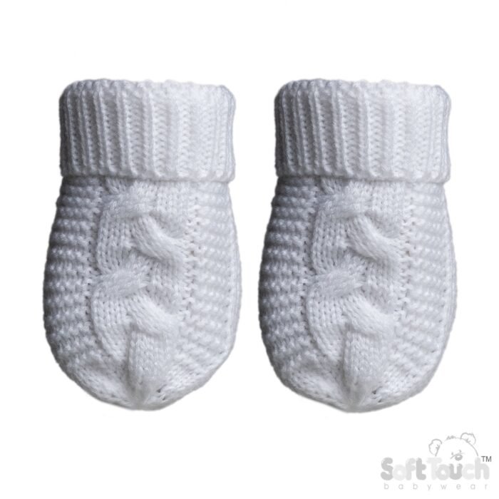 INFANTS (NB-12M) ACRYLIC CABLE KNIT MITTENS - Image 5
