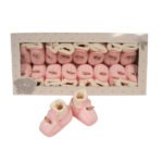 Baby Girls Cotton Booties with Integrated Socks and Rosebud - Image 4