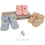 Knitted Baby Booties with Button
