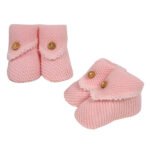Knitted Baby Booties with Button - Image 4