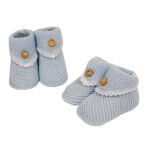 Knitted Baby Booties with Button - Image 2