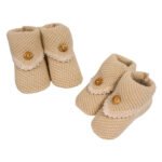 Knitted Baby Booties with Button - Image 3