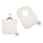 Baby Pop-Over Bibs with Lace Border and Bow - Image 4