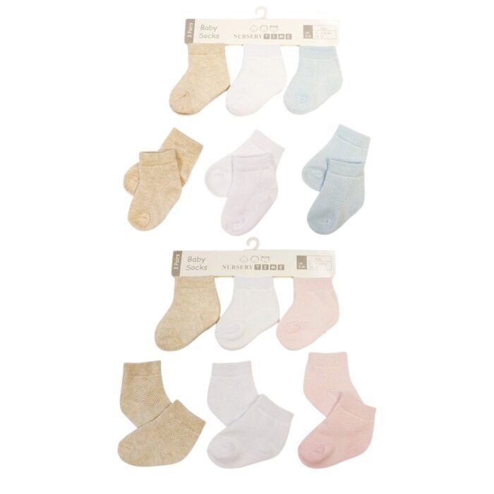 BABY 3 PAIR SOCKS 0-6m Boys & Girls - Image 1