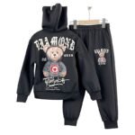Boys Black Diamond Club Bear Motif Full Zip Tracksuit Set 4-14 Years - Image 2