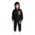 Boys Black Diamond Club Bear Motif Full Zip Tracksuit Set 4-14 Years - Image 3