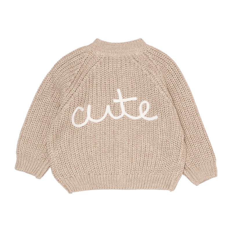 Baby Knitted Cardigan – “Cute” Slogan 4 Baby Knitted Cardigan – “Cute” Slogan - Image 4