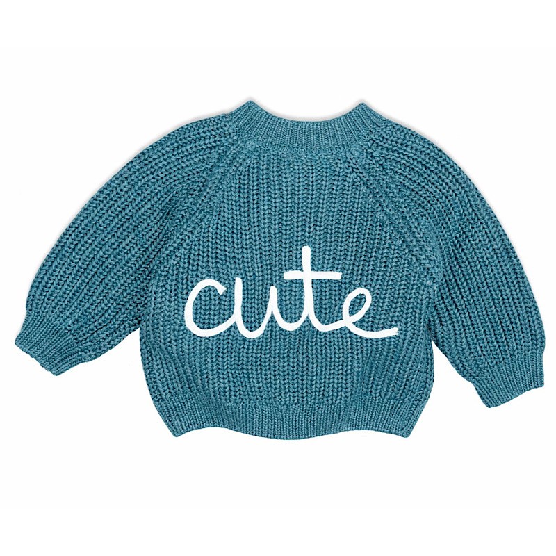 Baby Knitted Cardigan – “Cute” Slogan 2 Baby Knitted Cardigan – “Cute” Slogan - Image 2