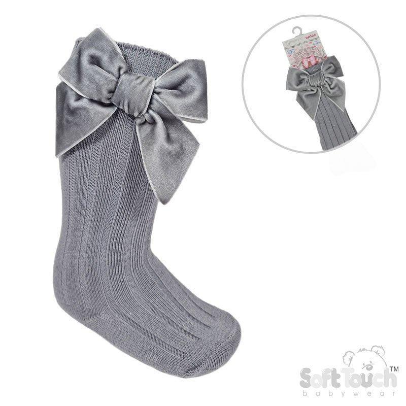 Velvet Knee High Bow Socks 0-24M 4 Velvet Knee High Bow Socks 0-24M - Image 4