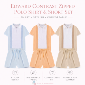 Polo Shirt and Short Set Contrast Zipped