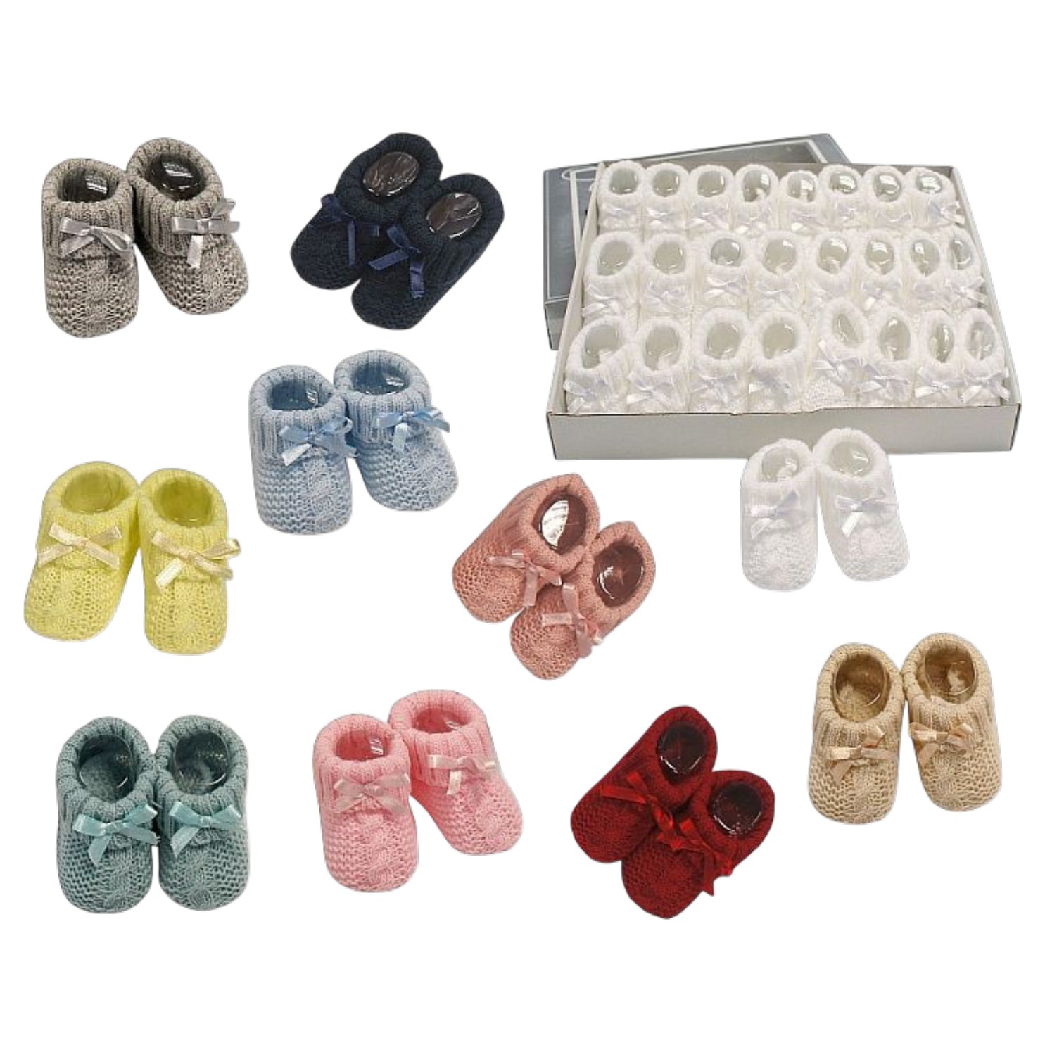 Knitted Baby Booties with Bow