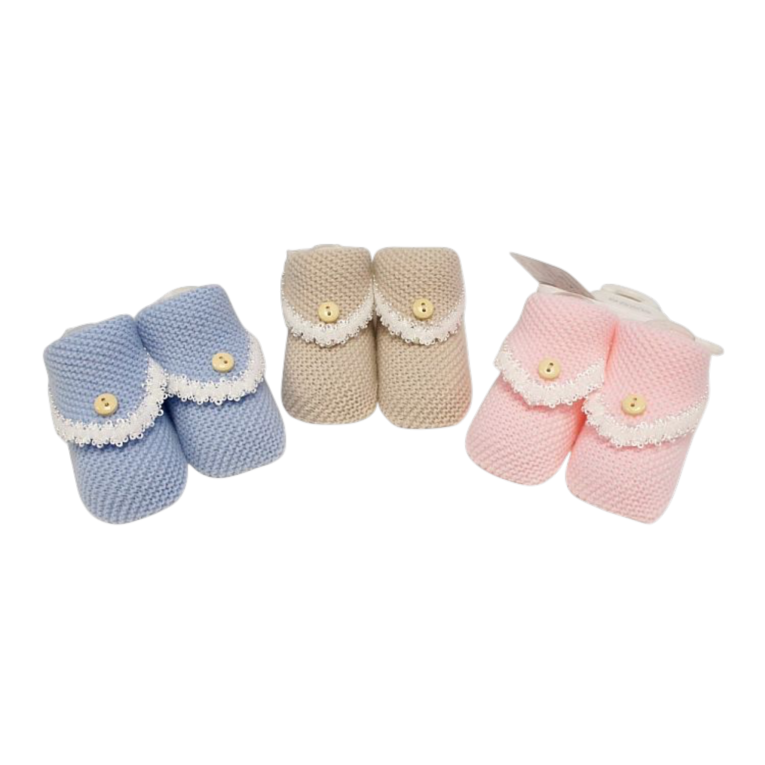 Knitted Baby Booties with Button Detail 1 Knitted Baby Booties with Button Detail
