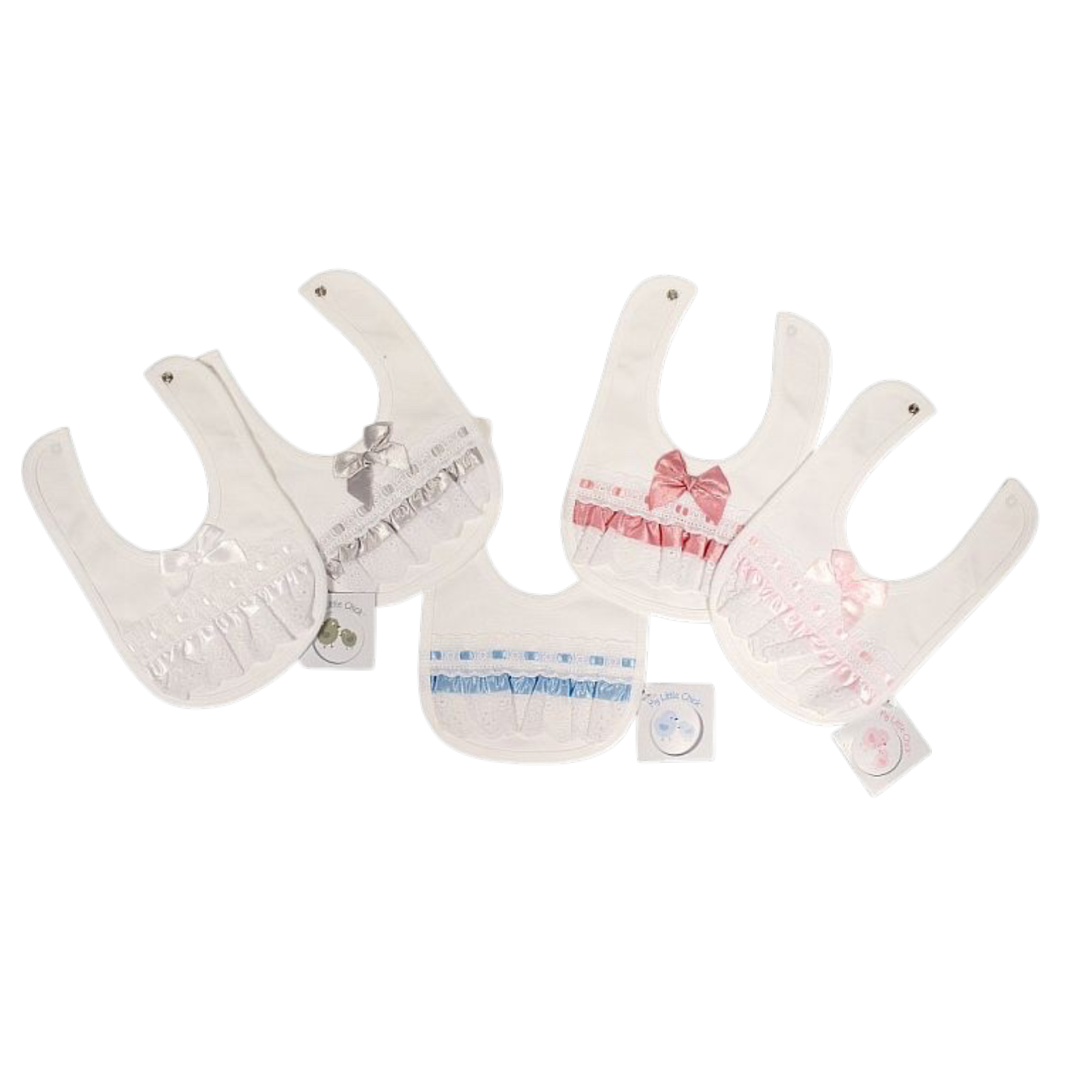 Baby Lace Bibs with Popper - Multiple Colours