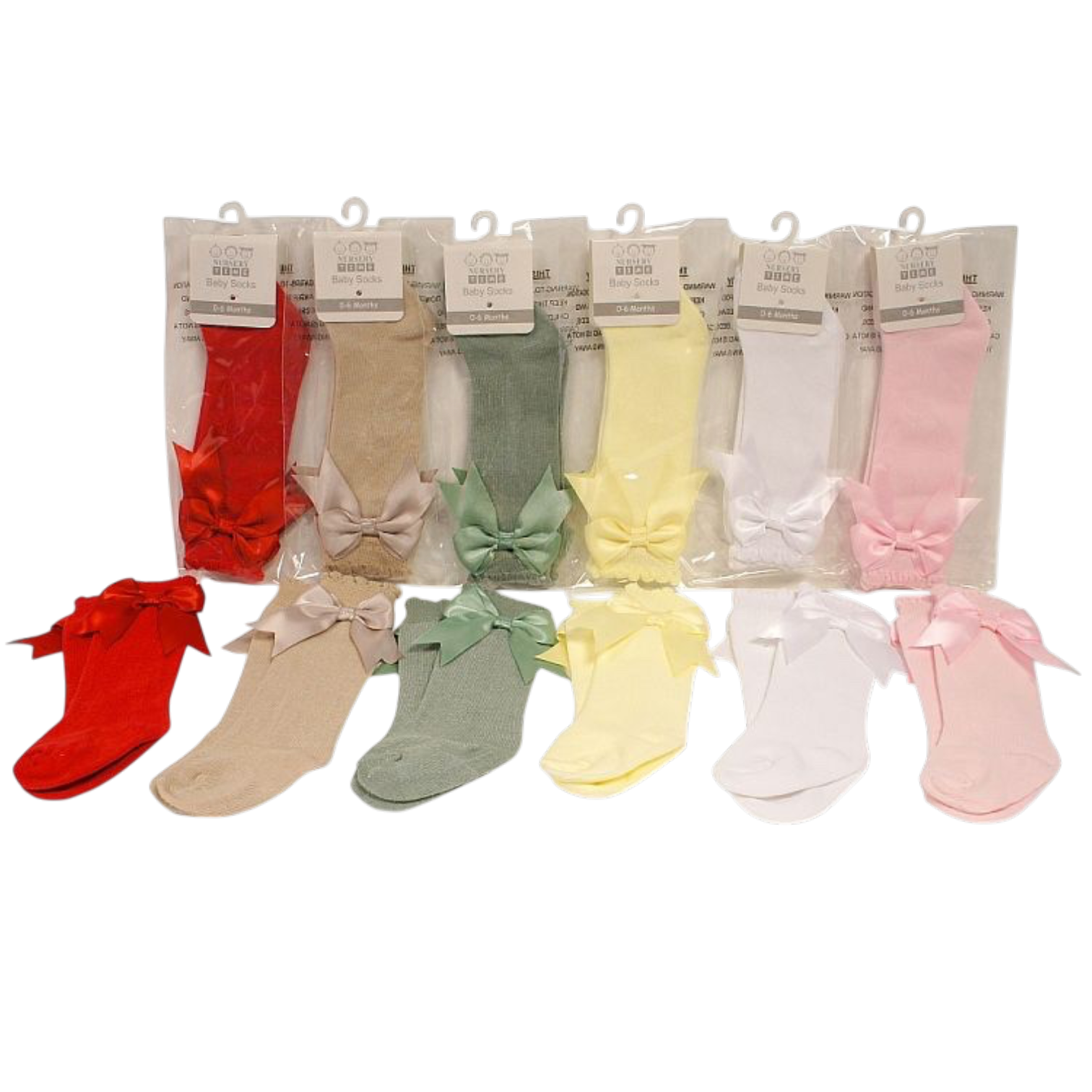 Knee Length Baby Socks with Bow - Nursery Time 1 Knee Length Baby Socks with Bow - Nursery Time