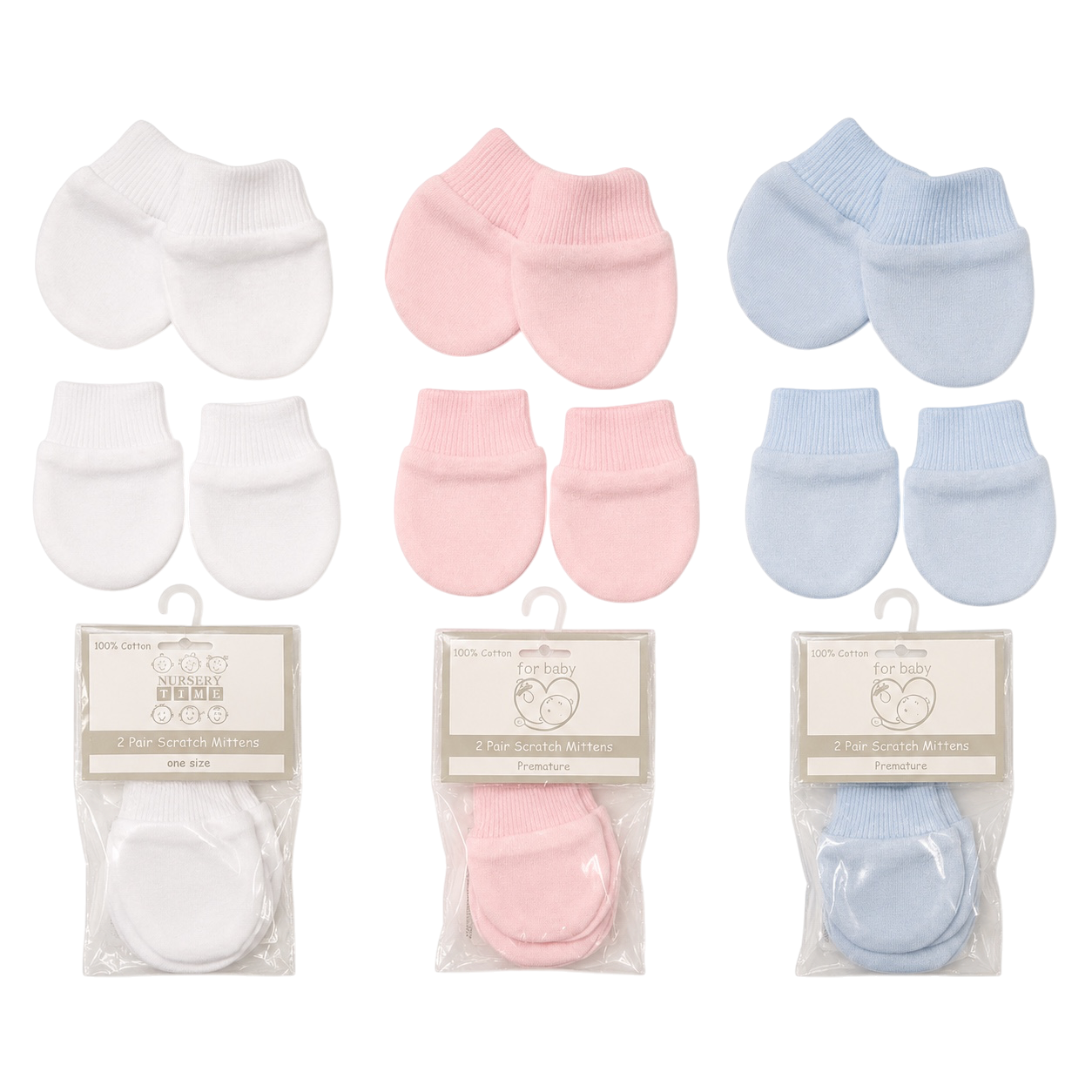 Baby Scratch Mittens - Pack of 2