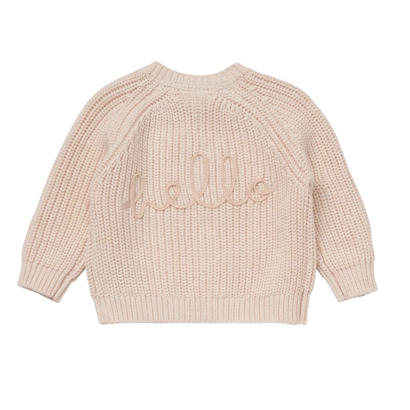 Baby Knitted Cardigan – “Hello” Slogan 5 Baby Knitted Cardigan – “Hello” Slogan - Image 5