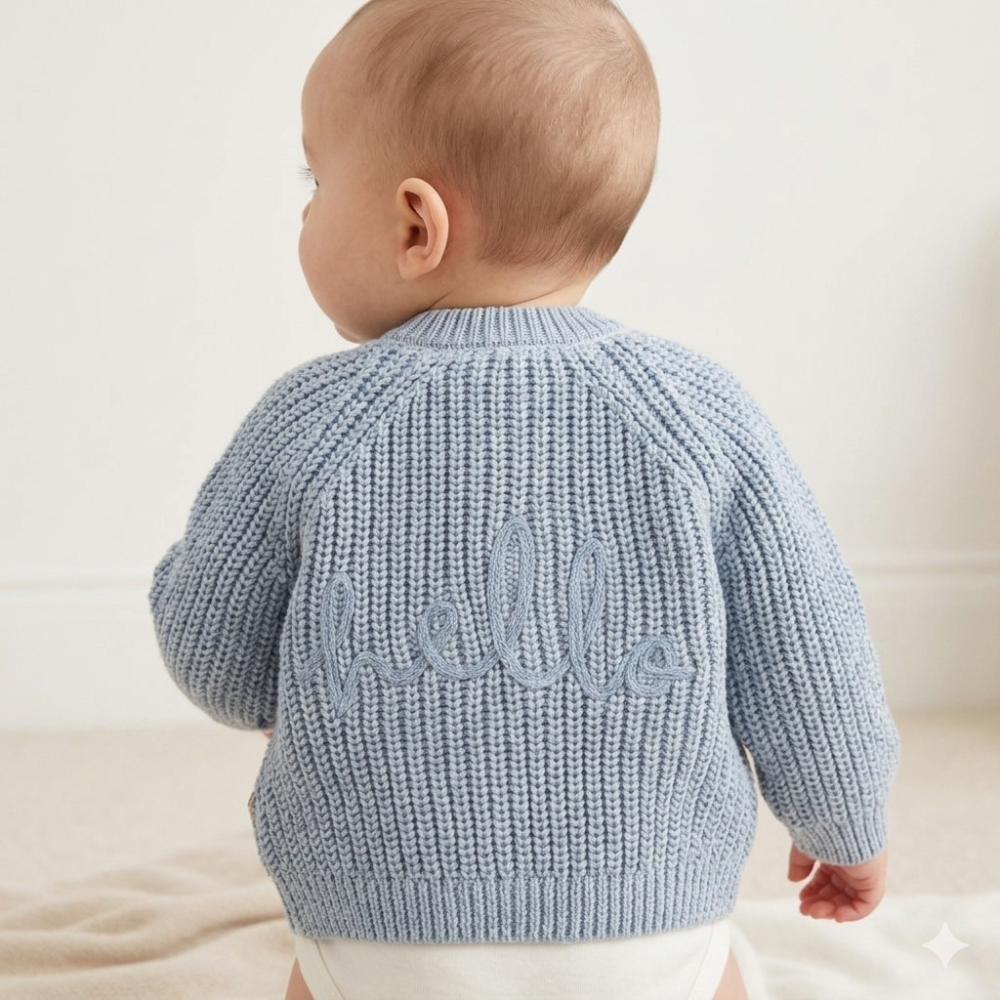 Baby Knitted Cardigan – “Hello” Slogan 11 Baby Knitted Cardigan – “Hello” Slogan - Image 11