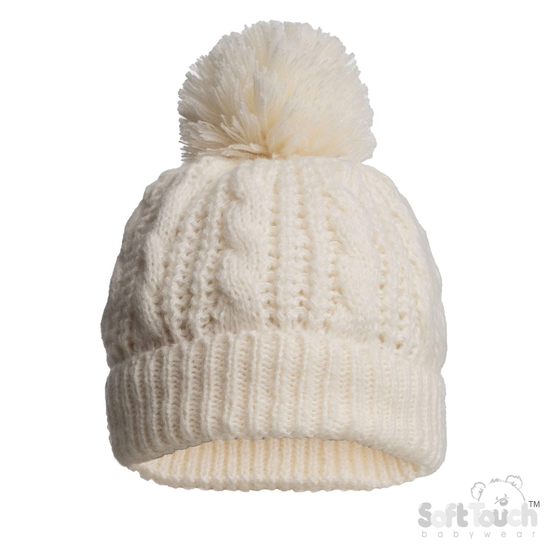 Baby Cable Knit PomPom Hat NB-12M 1 cream winter baby hat