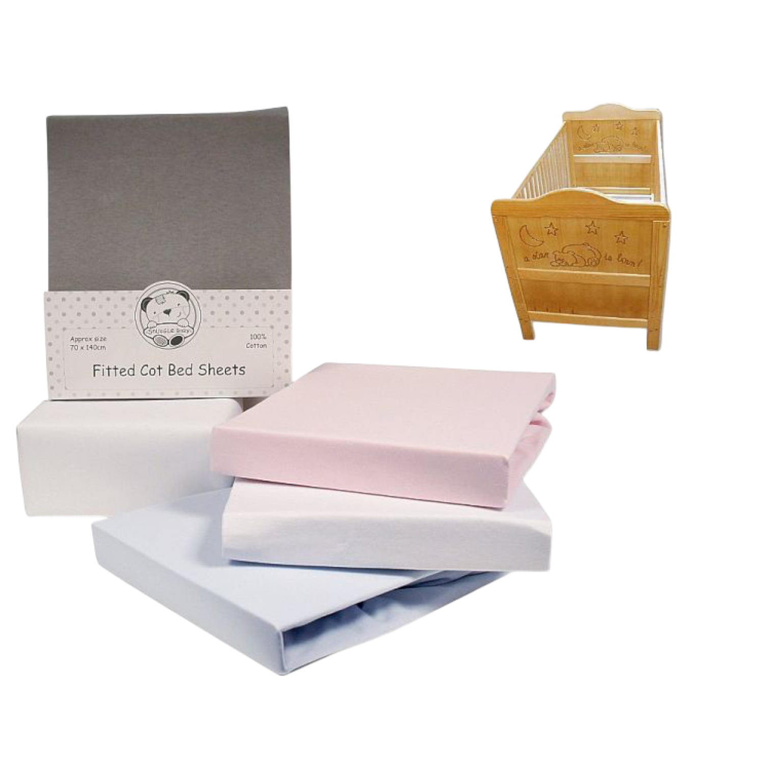Cotton Cot-Bed Sheets - Fitted - 2 Pack 1 Cotton Cot-Bed Sheets