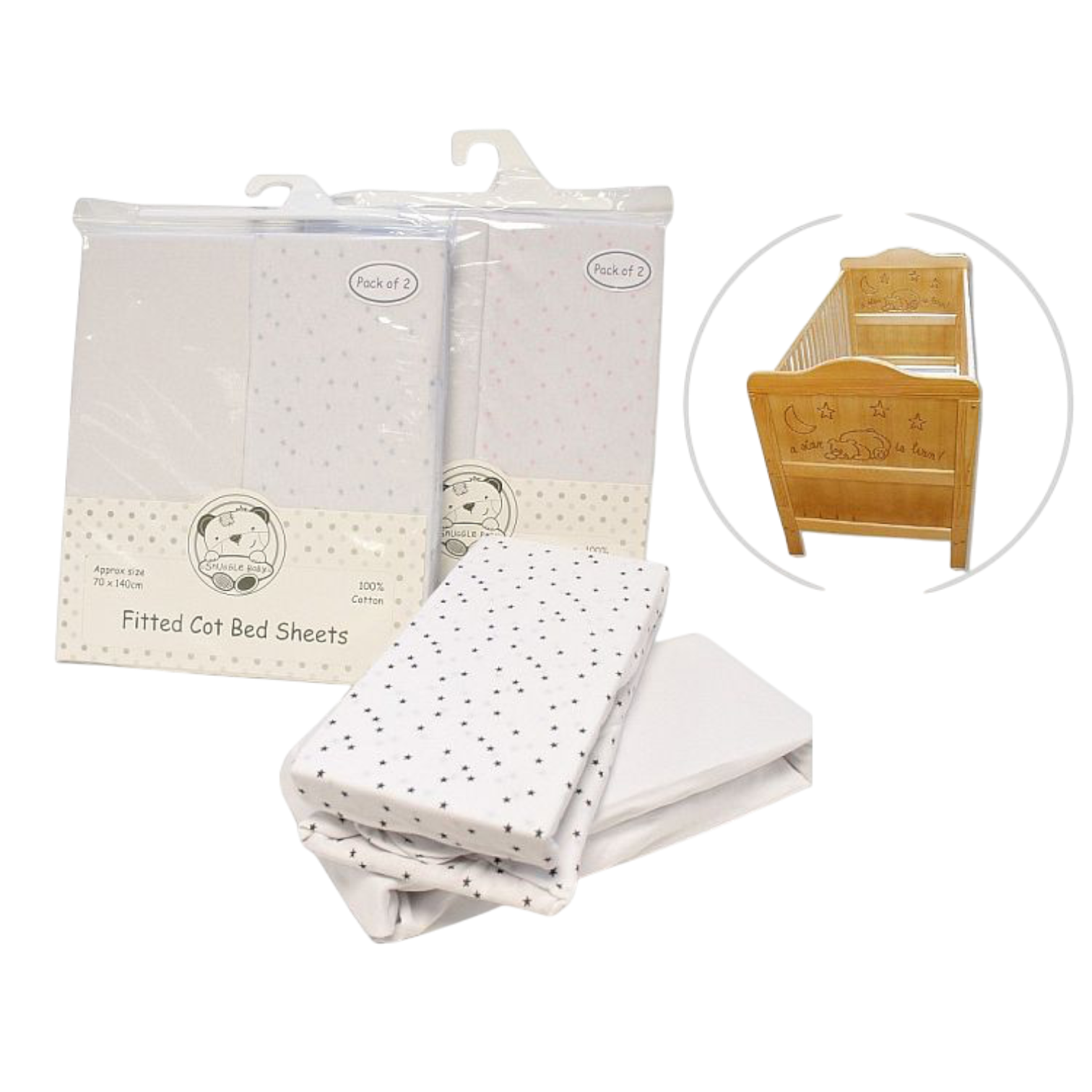 Cotton Cot-Bed Sheets - Fitted - 2 Pack 4 Cotton Cot-Bed Sheets - Fitted - 2 Pack - Image 4