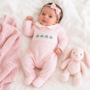 Premature Baby Girls Sleepsuit with Smocking