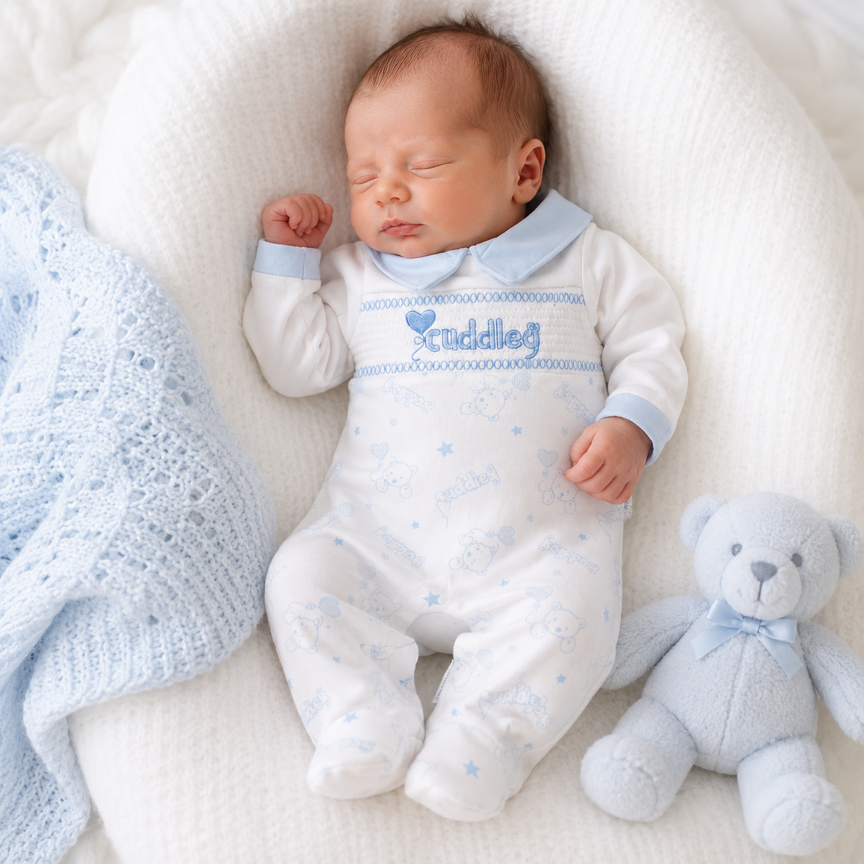 Premature Baby Boys All in One with Smocking