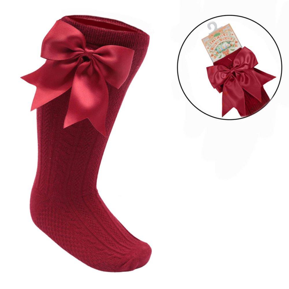 Knee High Bow Socks 0-24M 10 knee high bow socks burgundy