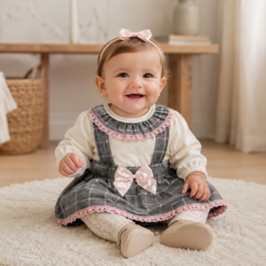 Bow Pinafore Dress Set