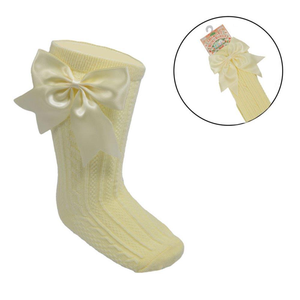 Knee High Bow Socks 0-24M 6 knee high bow socks lemon