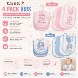 Baby Bibs Prince/Princess 4 Pack