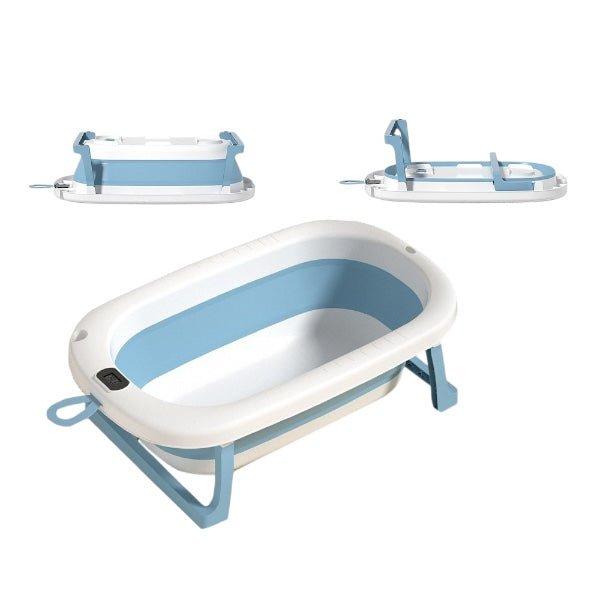 Foldable Baby Bathtub with Thermometer 3 Foldable Baby Bathtub with Thermometer – Blue
