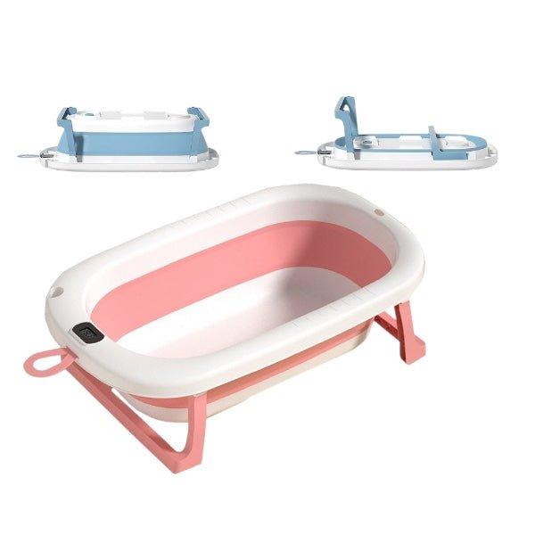 Foldable Baby Bathtub with Thermometer 2 Foldable Baby Bathtub with Thermometer – Pink