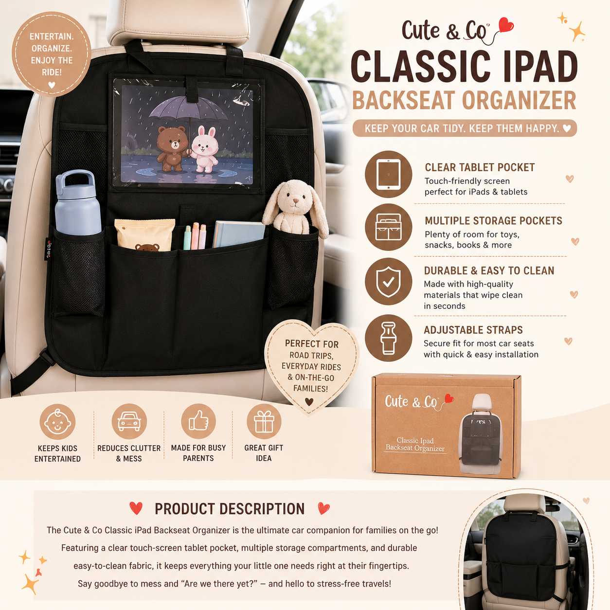 Ipad/Tablet Car Backseat Organiser 2 Ipad/Tablet Car Backseat Organiser